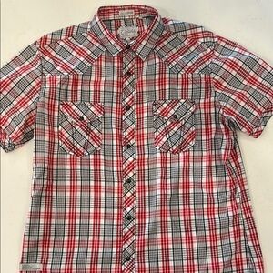 7 Diamonds Red and Black Casual Button Down Shirt. Used in good shape.
